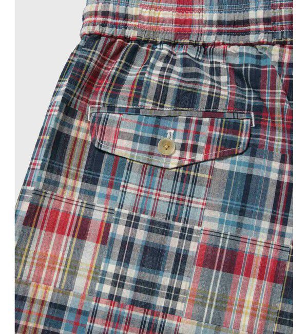 ADAM ET ROPE'「パッチワーク マドラスチェック ワイド イージーショーツ / セットアップ対応」|チノ|