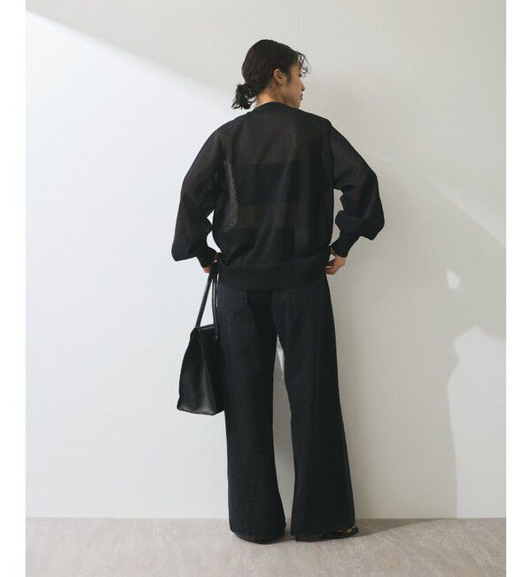 ADAM ET ROPE'「【WEB限定】・【サステナブル】メニーボタンシアーニットカーディガン」|カーディガン|