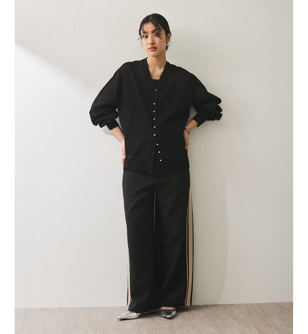 ADAM ET ROPE'「【WEB限定】・【サステナブル】メニーボタンシアーニットカーディガン」|カーディガン|