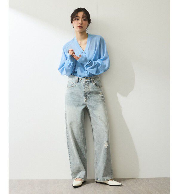 ADAM ET ROPE'「【WEB限定】・【サステナブル】メニーボタンシアーニットカーディガン」|カーディガン|