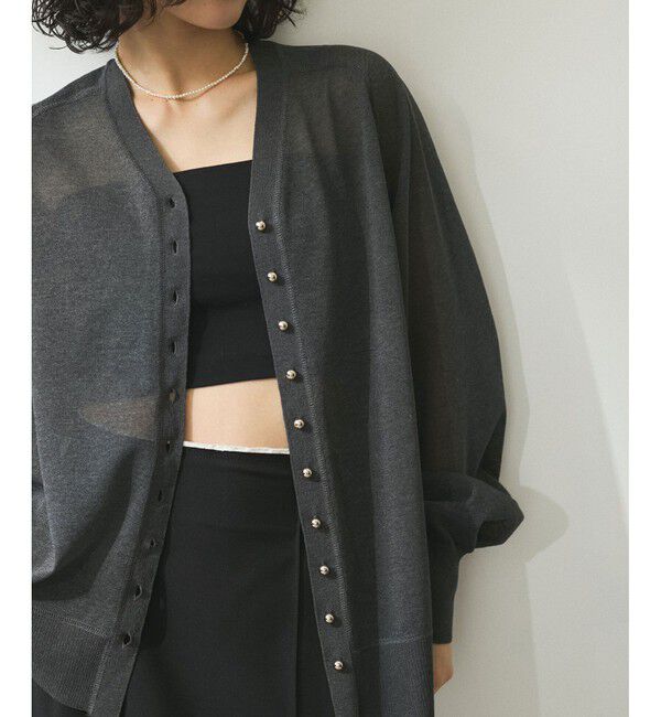 ADAM ET ROPE'「【WEB限定】・【サステナブル】メニーボタンシアーニットカーディガン」|カーディガン|