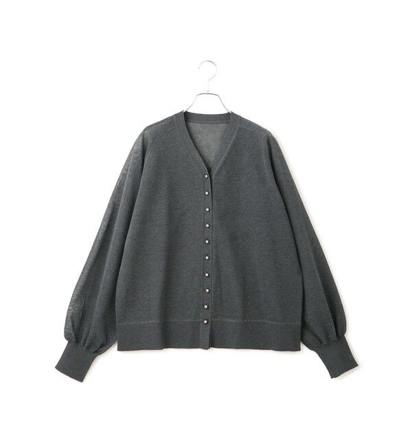 ADAM ET ROPE'「【WEB限定】・【サステナブル】メニーボタンシアーニットカーディガン」|カーディガン|