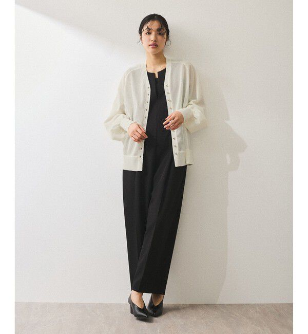 ADAM ET ROPE'「【WEB限定】・【サステナブル】メニーボタンシアーニットカーディガン」|カーディガン|