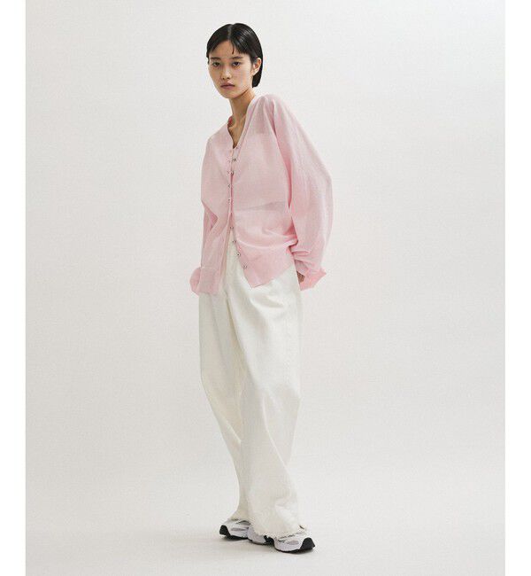 ADAM ET ROPE'「【WEB限定】・【サステナブル】メニーボタンシアーニットカーディガン」|カーディガン|