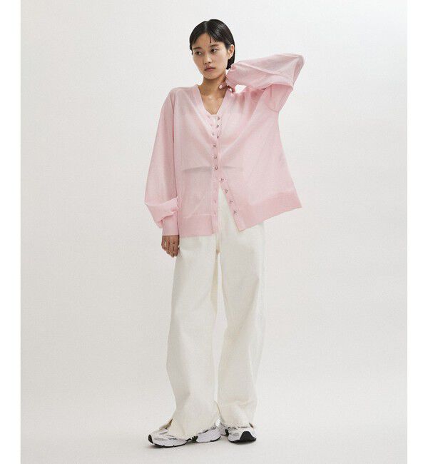 ADAM ET ROPE'「【WEB限定】・【サステナブル】メニーボタンシアーニットカーディガン」|カーディガン|