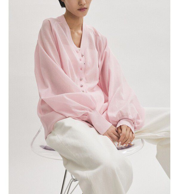 ADAM ET ROPE'「【WEB限定】・【サステナブル】メニーボタンシアーニットカーディガン」|カーディガン|