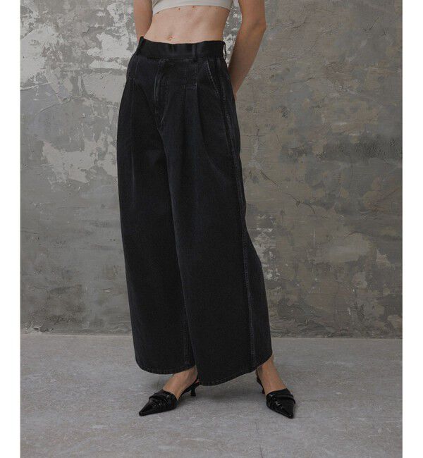 ADAM ET ROPE'「【EMOELLE】・【サステナブル】ドレスデニムパンツ」|デニム|ブラック系(02)