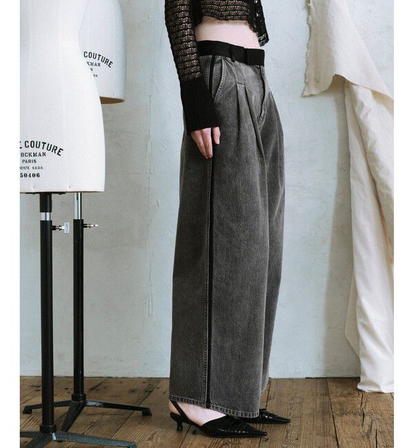 ADAM ET ROPE'「【EMOELLE】・【サステナブル】ドレスデニムパンツ」|デニム|