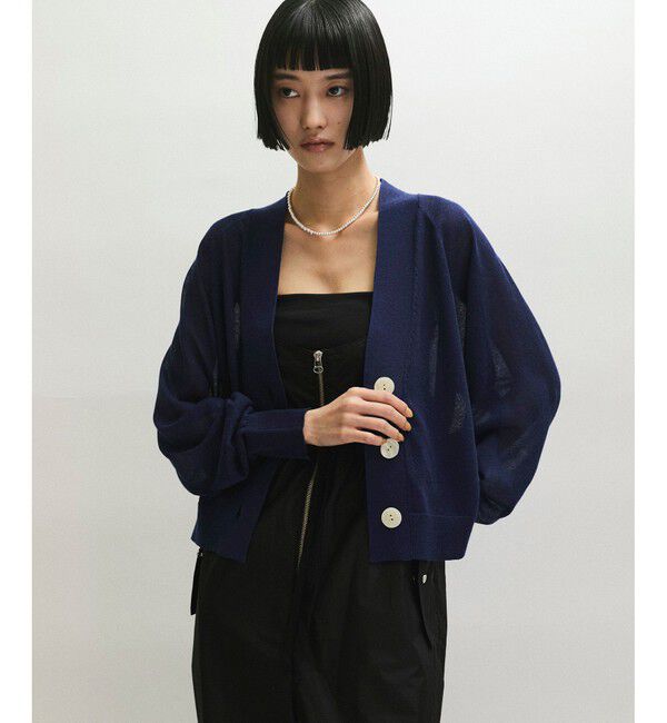 ADAM ET ROPE'「【WEB限定】・【サステナブル】リネンMIXシアーカーディガン」|カーディガン|