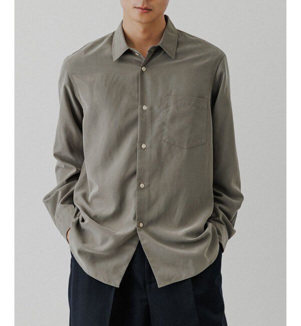 ADAM ET ROPE'「スエードタッチ レーヨン レギュラーカラーシャツ」|シャツ・ブラウス|