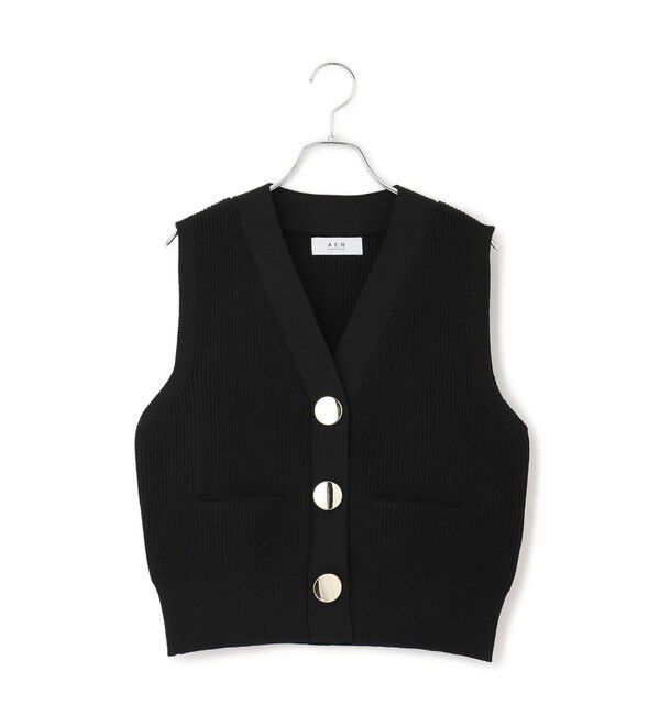 ADAM ET ROPE'「【WEB限定】・【サステナブル】ウェーブボタンVネックニットジレ」|ベスト・ジレ|