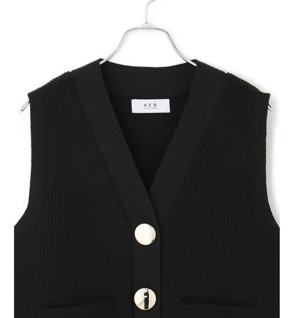ADAM ET ROPE'「【WEB限定】・【サステナブル】ウェーブボタンVネックニットジレ」|ベスト・ジレ|