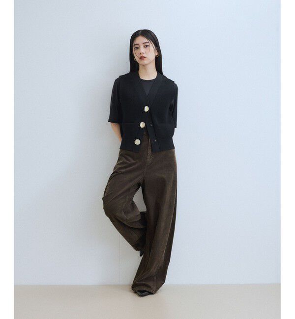 ADAM ET ROPE'「【WEB限定】・【サステナブル】ウェーブボタンVネックニットジレ」|ベスト・ジレ|