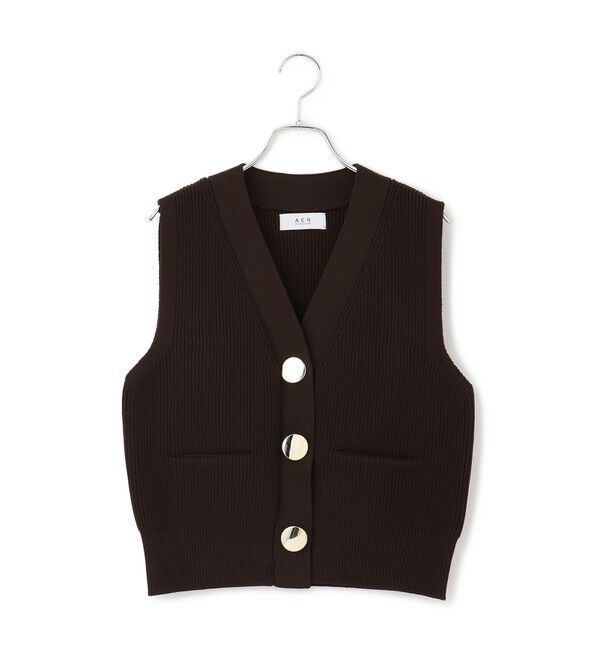 ADAM ET ROPE'「【WEB限定】・【サステナブル】ウェーブボタンVネックニットジレ」|ベスト・ジレ|