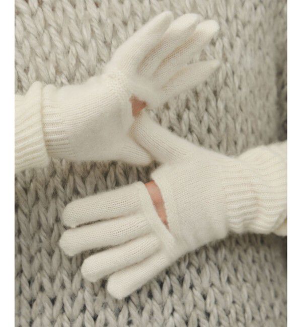 ADAM ET ROPE'「【EMOELLE】カシミヤロングニットグローブ」|手袋|