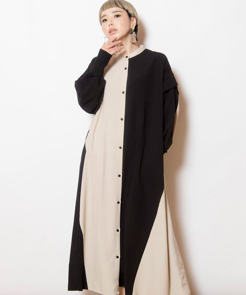  「バイカラーシャツワンピース」|ワンピース|L.BEIGE