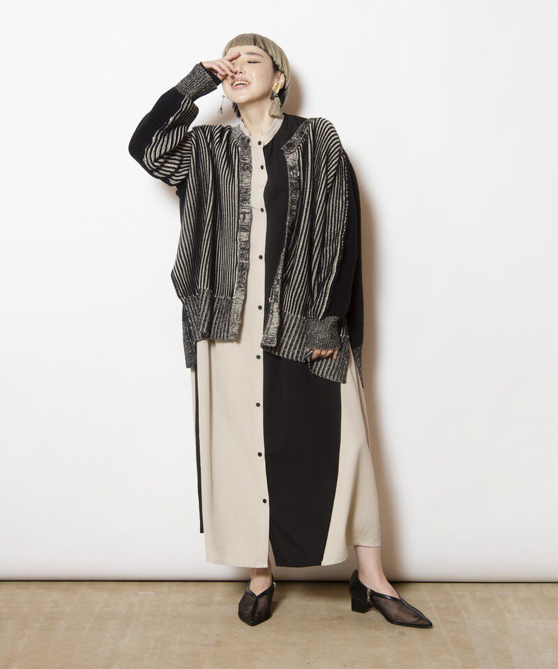  「バイカラーシャツワンピース」|ワンピース|