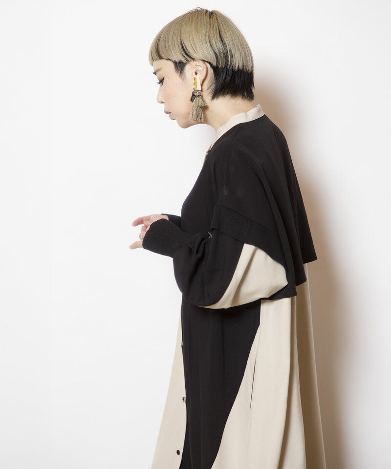  「バイカラーシャツワンピース」|ワンピース|