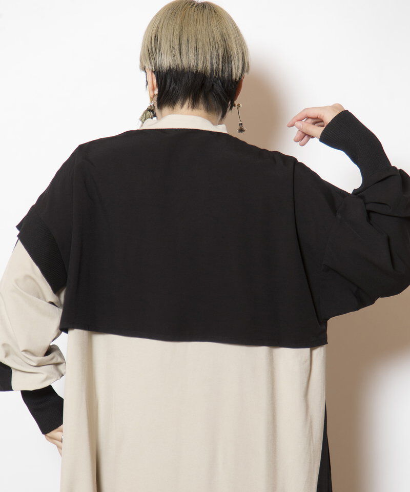  「バイカラーシャツワンピース」|ワンピース|