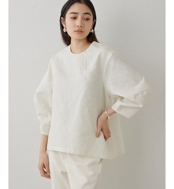 THE PAUSE「【THE PAUSE】ジャガードパフスリーブブラウス」|シャツ・ブラウス|アイボリー