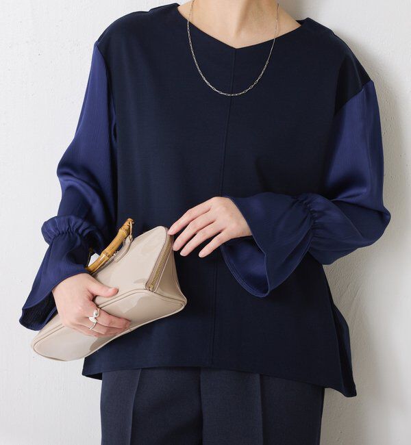  「【着映えトップス】ドッキングスリーブプルオーバー/セレモニー」|Tシャツ・カットソー|ネイビー