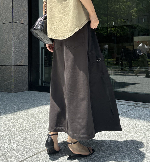  「【WEB限定】裏毛異素材切替カーゴテープスカート」|スカート|