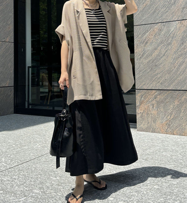  「【WEB限定】裏毛異素材切替カーゴテープスカート」|スカート|