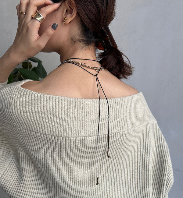  「コードメタルパーツチョーカー」|ネックレス|ゴールド