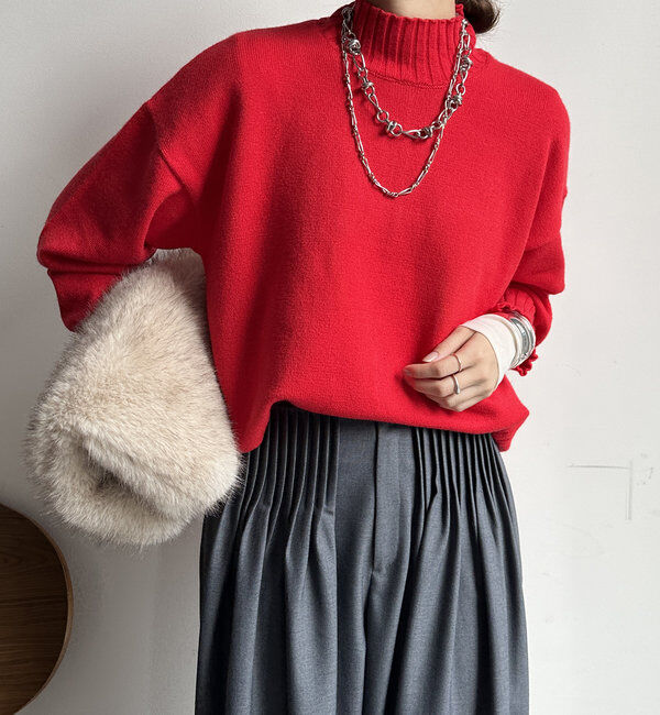  「【WEB限定】モッチリミドルゲージハイネックニット」|ニット・セーター|