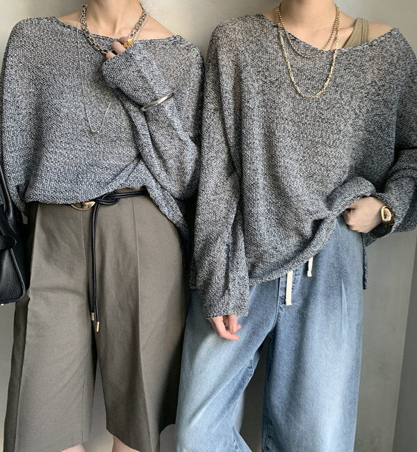  「【新色追加】鹿の子編み前後2WAYプルオーバー」|ニット・セーター|