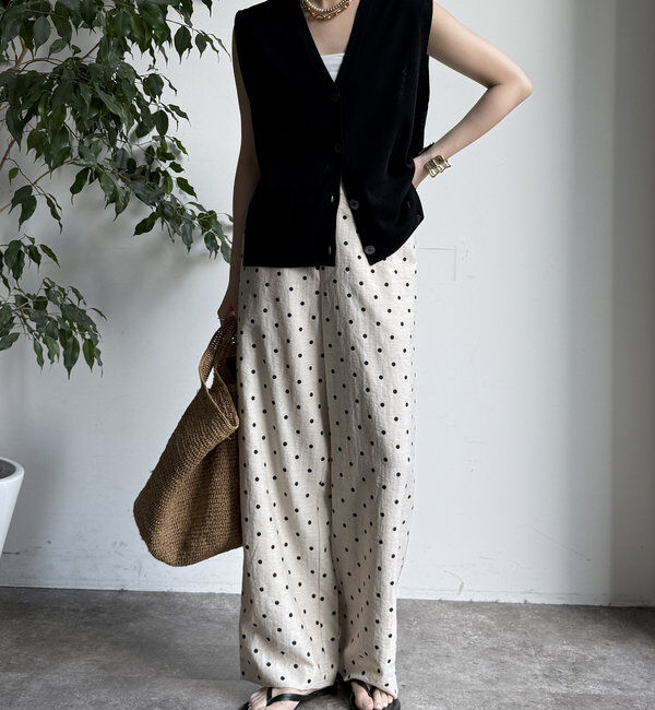  「レーヨン麻ドットパンツ」|チノ|