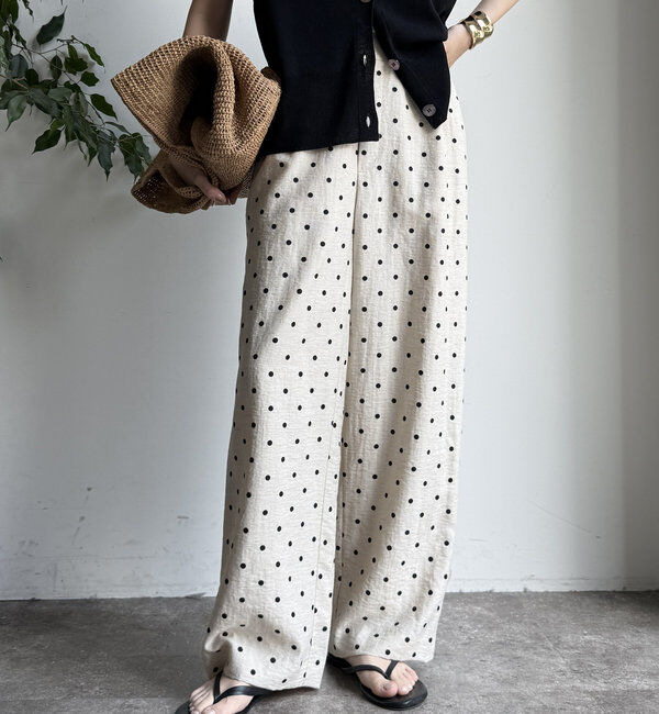  「レーヨン麻ドットパンツ」|チノ|