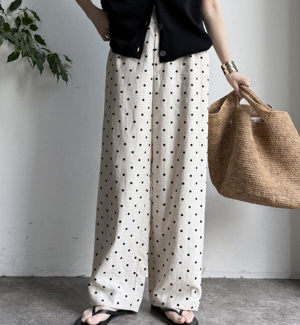  「レーヨン麻ドットパンツ」|チノ|