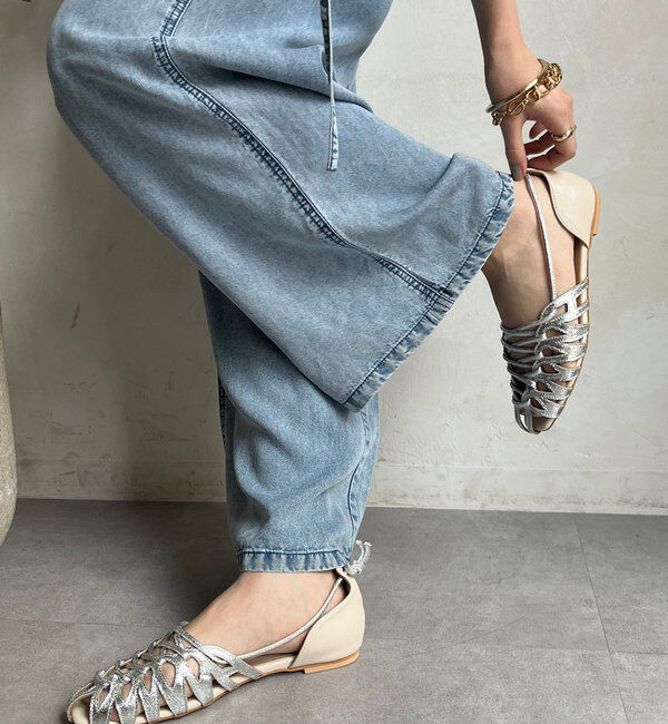  「レースアップフラットパンプス」|パンプス|