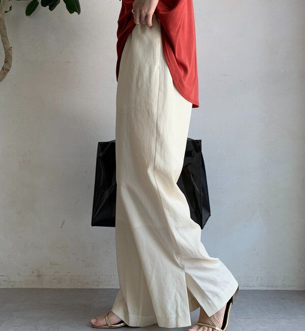  「リネンレーヨンスリットパンツ」|チノ|