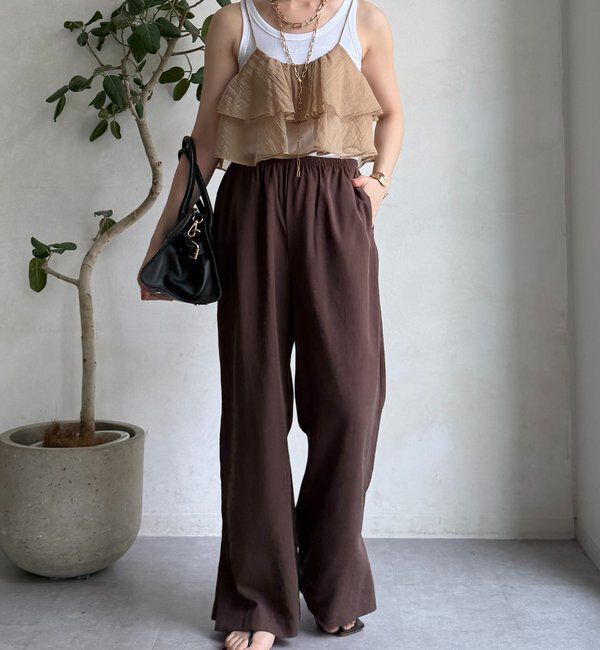  「リネンレーヨンスリットパンツ」|チノ|