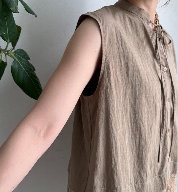  「レース切替ノースリブラウス」|シャツ・ブラウス|