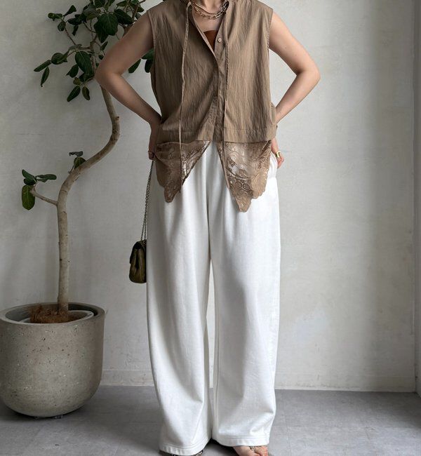  「レース切替ノースリブラウス」|シャツ・ブラウス|