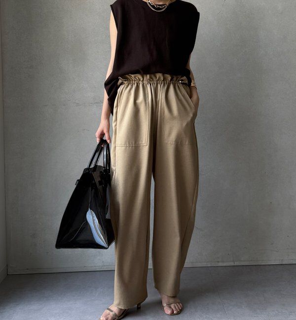  「【WEB限定】 麻調シャイニーイージーパンツ」|チノ|