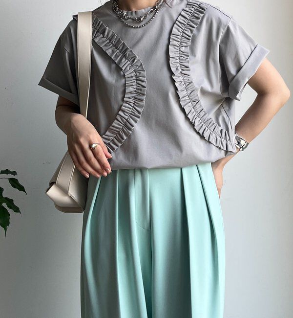  「【WEB限定】スネークフリルTEE」|Tシャツ・カットソー|グレージュ