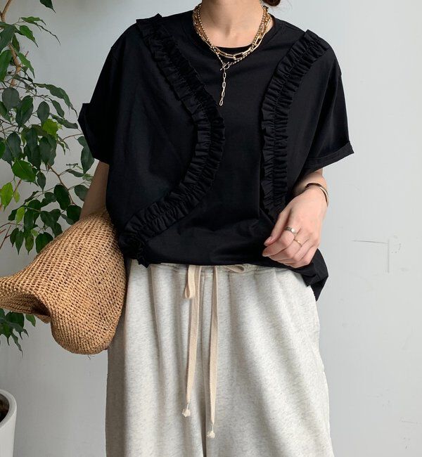  「【WEB限定】スネークフリルTEE」|Tシャツ・カットソー|ブラック