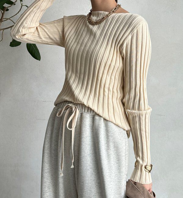  「【WEB限定】ワイドリブボートネックプルオーバー」|ニット・セーター|