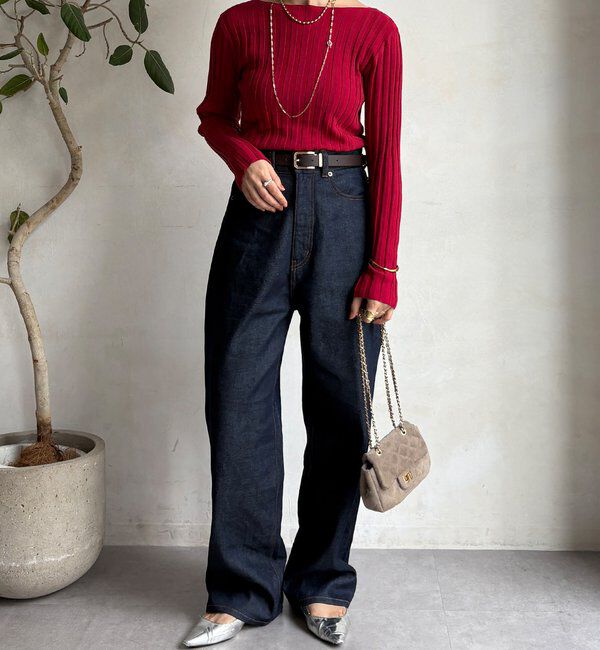  「【WEB限定】ワイドリブボートネックプルオーバー」|ニット・セーター|