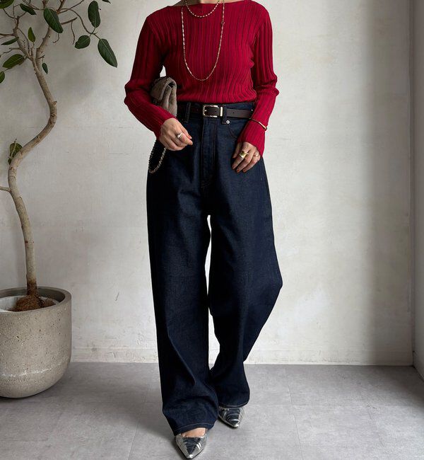  「【WEB限定】ワイドリブボートネックプルオーバー」|ニット・セーター|