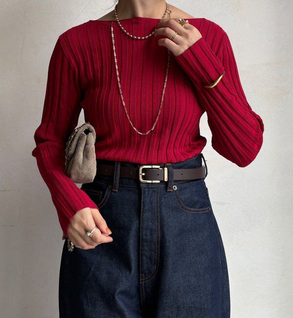  「【WEB限定】ワイドリブボートネックプルオーバー」|ニット・セーター|