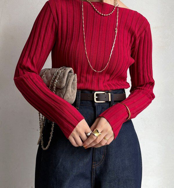  「【WEB限定】ワイドリブボートネックプルオーバー」|ニット・セーター|