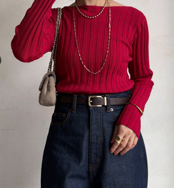  「【WEB限定】ワイドリブボートネックプルオーバー」|ニット・セーター|