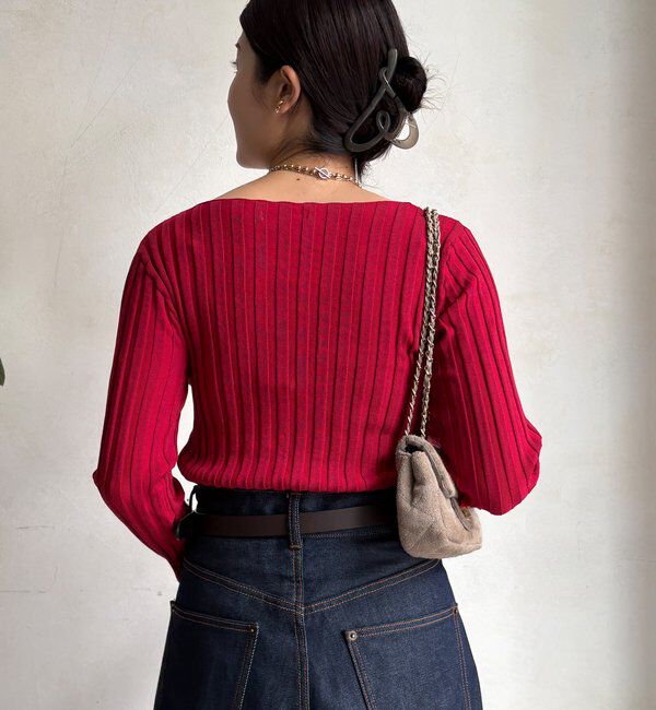  「【WEB限定】ワイドリブボートネックプルオーバー」|ニット・セーター|