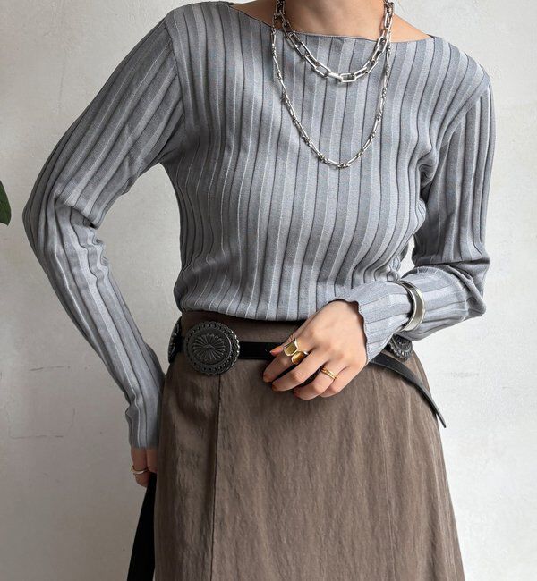  「【WEB限定】ワイドリブボートネックプルオーバー」|ニット・セーター|