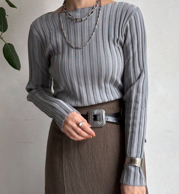  「【WEB限定】ワイドリブボートネックプルオーバー」|ニット・セーター|